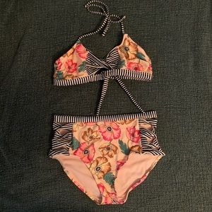 Floral and Striped Bikini